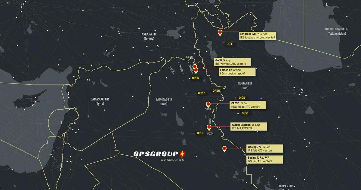 Джеты, пролетающие вблизи иранской границы, подвергаются подмене сигналов GPS