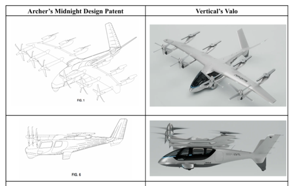 Archer Aviation подала патентный иск против Vertical Aerospace по поводу самолёта «Valo»