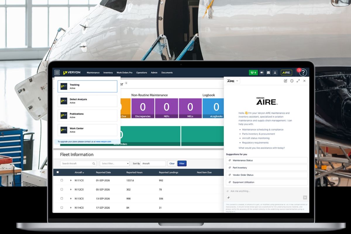 Veryon запускает ИИ-платформу техобслуживания для деловой авиации 